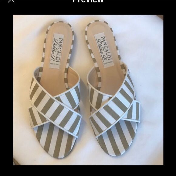 DIANE B. TAUPE/WHITE CRISS CROSS SLIDES.  … - Picture 3 of 6
